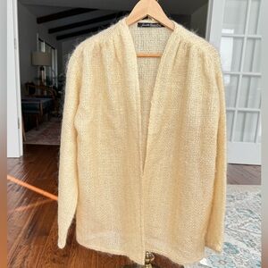 Gorgeous unique Jeannette Harvery wool & mohair mix cardigan with open front M/L